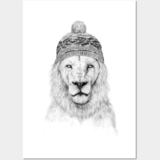 Winter lion (bw) Posters and Art